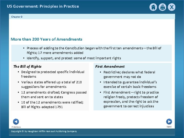 US Government: Principles in Practice Chapter 3 More than 200 Years of Amendments • US Government: Principles in Practice Chapter 3 More than 200 Years of Amendments •