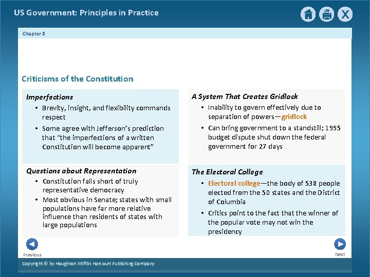 US Government: Principles in Practice Chapter 3 Criticisms of the Constitution Imperfections • Brevity, US Government: Principles in Practice Chapter 3 Criticisms of the Constitution Imperfections • Brevity,