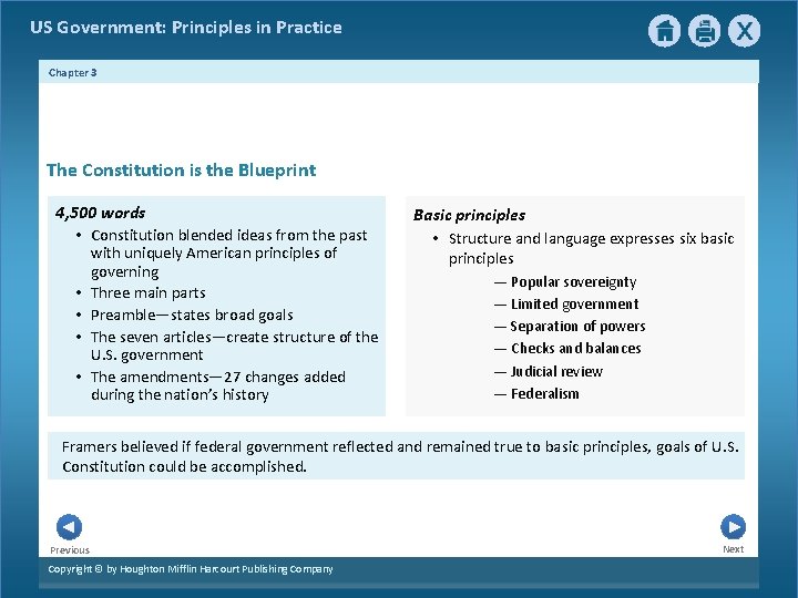 US Government: Principles in Practice Chapter 3 The Constitution is the Blueprint 4, 500 US Government: Principles in Practice Chapter 3 The Constitution is the Blueprint 4, 500