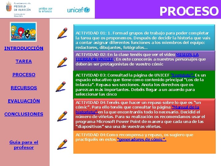  PROCESO ACTIVIDAD 01: 1. Formad grupos de trabajo para poder completar la tarea