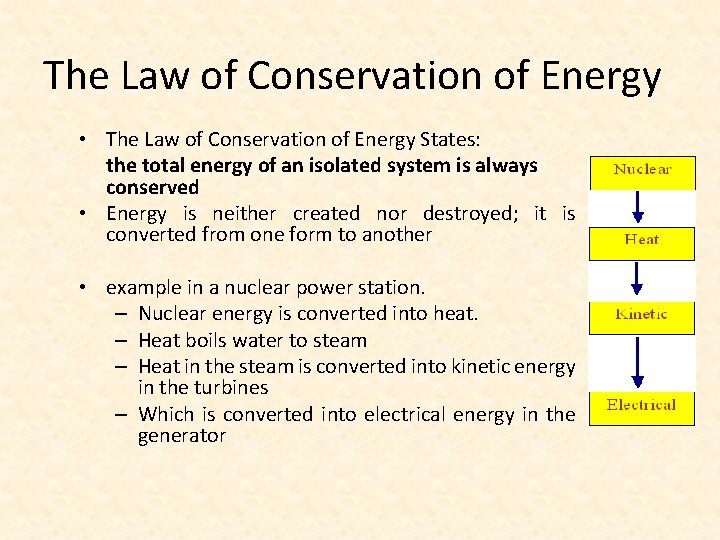 The Law of Conservation of Energy • The Law of Conservation of Energy States: