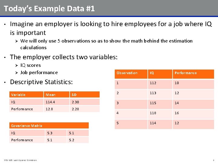 Today’s Example Data #1 • Imagine an employer is looking to hire employees for