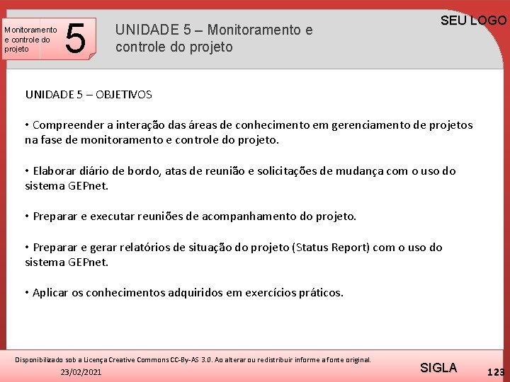 Monitoramento e controle do projeto 5 UNIDADE 5 – Monitoramento e controle do projeto