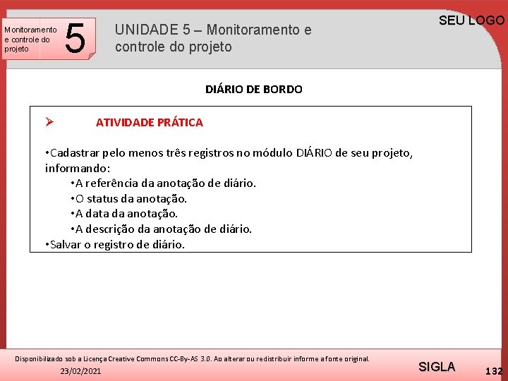 Monitoramento e controle do projeto 5 UNIDADE 5 – Monitoramento e controle do projeto