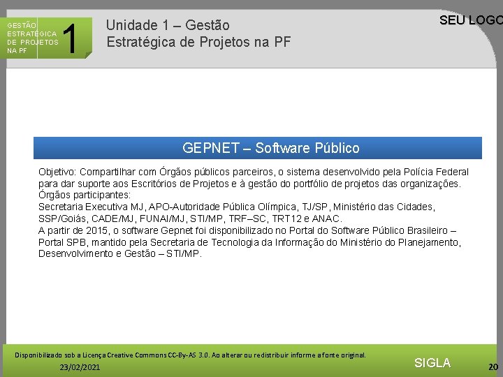 GESTÃO ESTRATÉGICA DE PROJETOS NA PF 1 Unidade 1 – Gestão Estratégica de Projetos