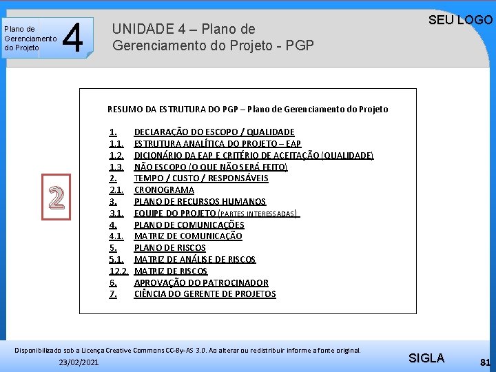 Plano de Gerenciamento do Projeto 4 2 UNIDADE 4 – Plano de Gerenciamento do