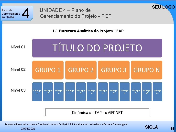 Plano de Gerenciamento do Projeto 4 SEU LOGO UNIDADE 4 – Plano de Gerenciamento