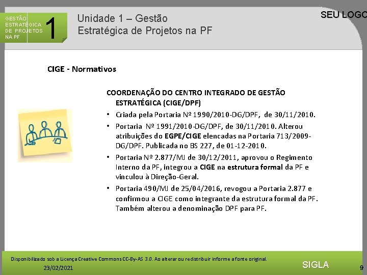 GESTÃO ESTRATÉGICA DE PROJETOS NA PF 1 SEU LOGO Unidade 1 – Gestão Estratégica