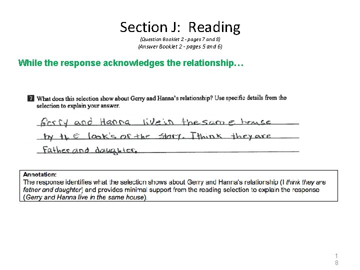 Section J: Reading (Question Booklet 2 - pages 7 and 8) (Answer Booklet 2