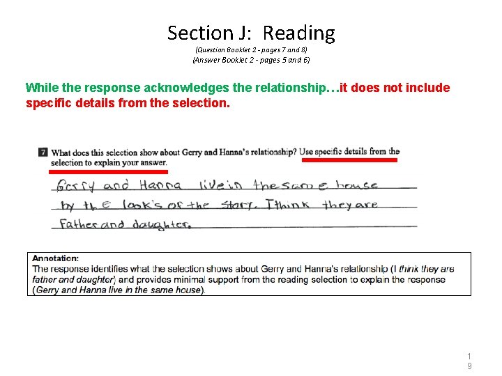 Section J: Reading (Question Booklet 2 - pages 7 and 8) (Answer Booklet 2
