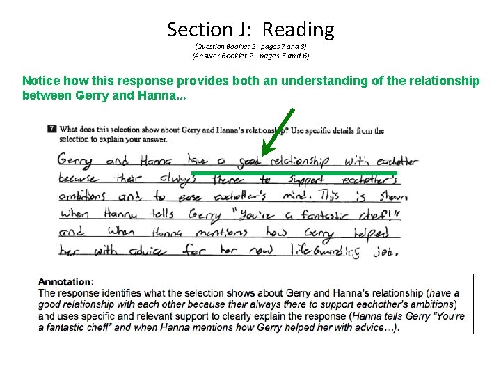 Section J: Reading (Question Booklet 2 - pages 7 and 8) (Answer Booklet 2