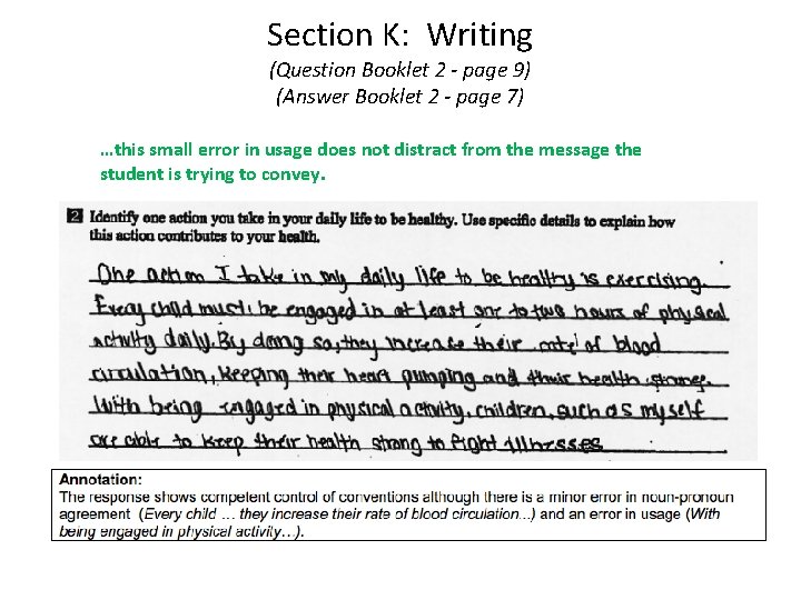 Section K: Writing (Question Booklet 2 - page 9) (Answer Booklet 2 - page