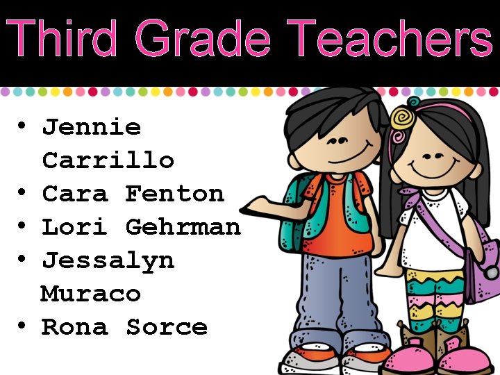 Third Grade Teachers • Jennie Carrillo • Cara Fenton • Lori Gehrman • Jessalyn