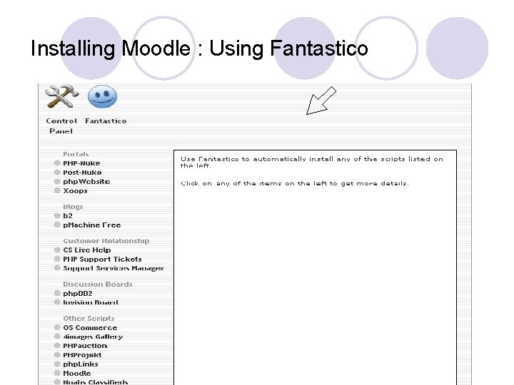 Installing Moodle : Using Fantastico 