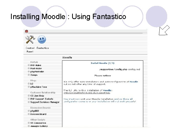 Installing Moodle : Using Fantastico 