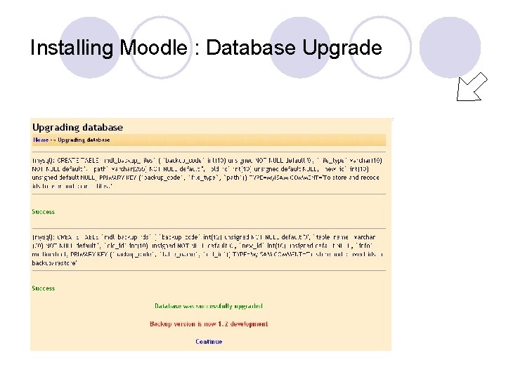 Installing Moodle : Database Upgrade 
