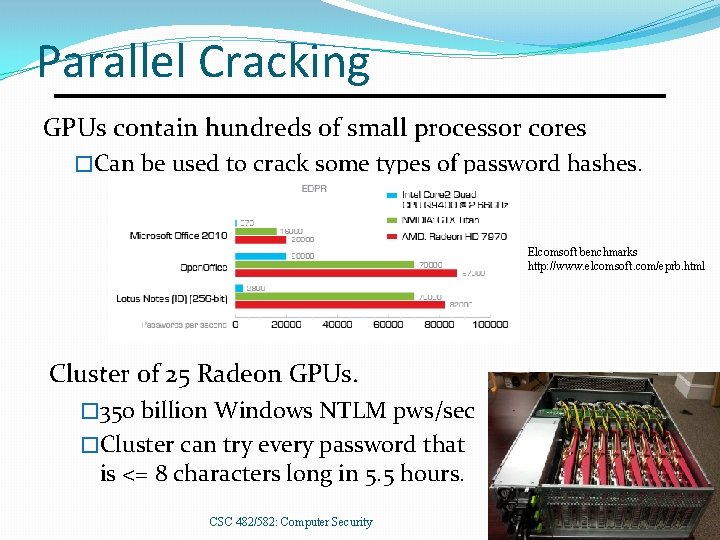 Parallel Cracking GPUs contain hundreds of small processor cores �Can be used to crack