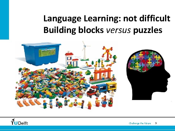 Language Learning: not difficult Building blocks versus puzzles Challenge the future 9 