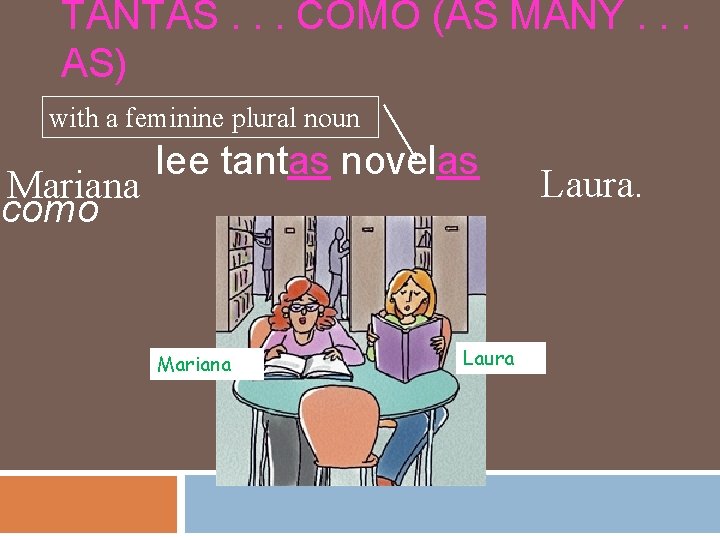 TANTAS. . . COMO (AS MANY. . . AS) with a feminine plural noun TANTAS. . . COMO (AS MANY. . . AS) with a feminine plural noun
