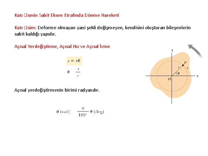 Katı Cismin Sabit Eksen Etrafında Dönme Hareketi Katı Cisim: Deforme olmayan yani şekli değişmeyen,