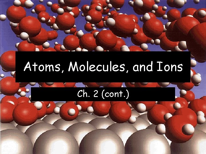 Atoms, Molecules, and Ions Ch. 2 (cont. ) 