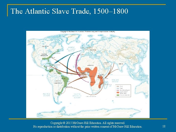 The Atlantic Slave Trade, 1500– 1800 Copyright © 2015 Mc. Graw-Hill Education. All rights