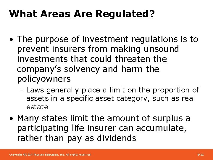 Chapter 8 Government Regulation of Insurance Agenda Reasons