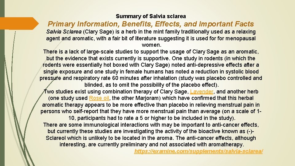 Summary of Salvia sclarea Primary Information, Benefits, Effects, and Important Facts Salvia Sclarea (Clary