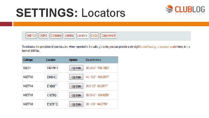 SETTINGS: Locators 