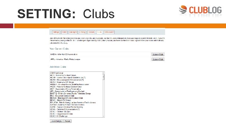 SETTING: Clubs 