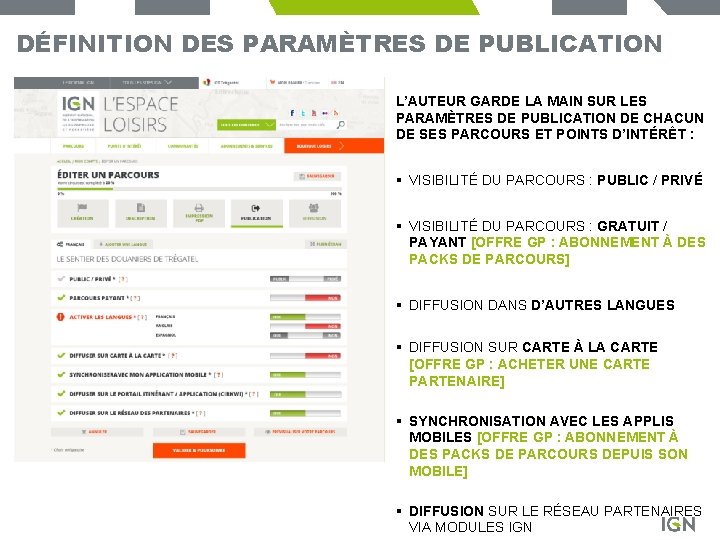 DÉFINITION DES PARAMÈTRES DE PUBLICATION L’AUTEUR GARDE LA MAIN SUR LES PARAMÈTRES DE PUBLICATION