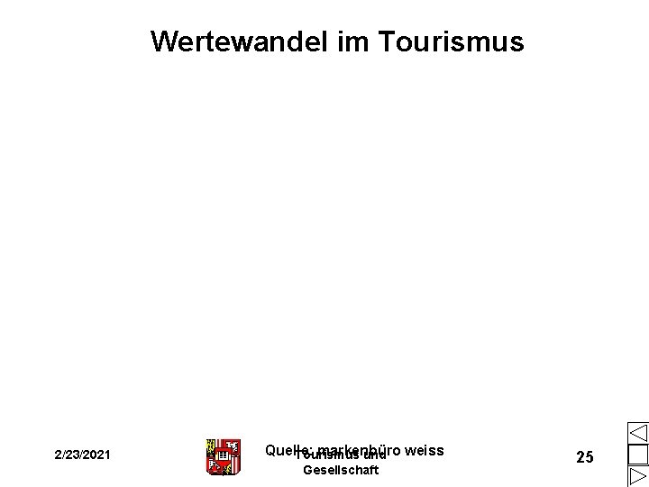 Wertewandel im Tourismus 2/23/2021 Quelle: markenbüro Tourismus und weiss Gesellschaft 25 Wertewandel im Tourismus 2/23/2021 Quelle: markenbüro Tourismus und weiss Gesellschaft 25