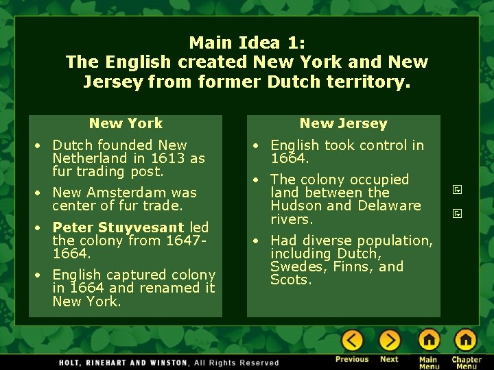 Chapter 3 The English Colonies Section Notes The