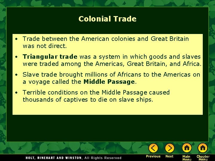 Chapter 3 The English Colonies Section Notes The