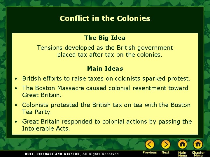 Chapter 3 The English Colonies Section Notes The