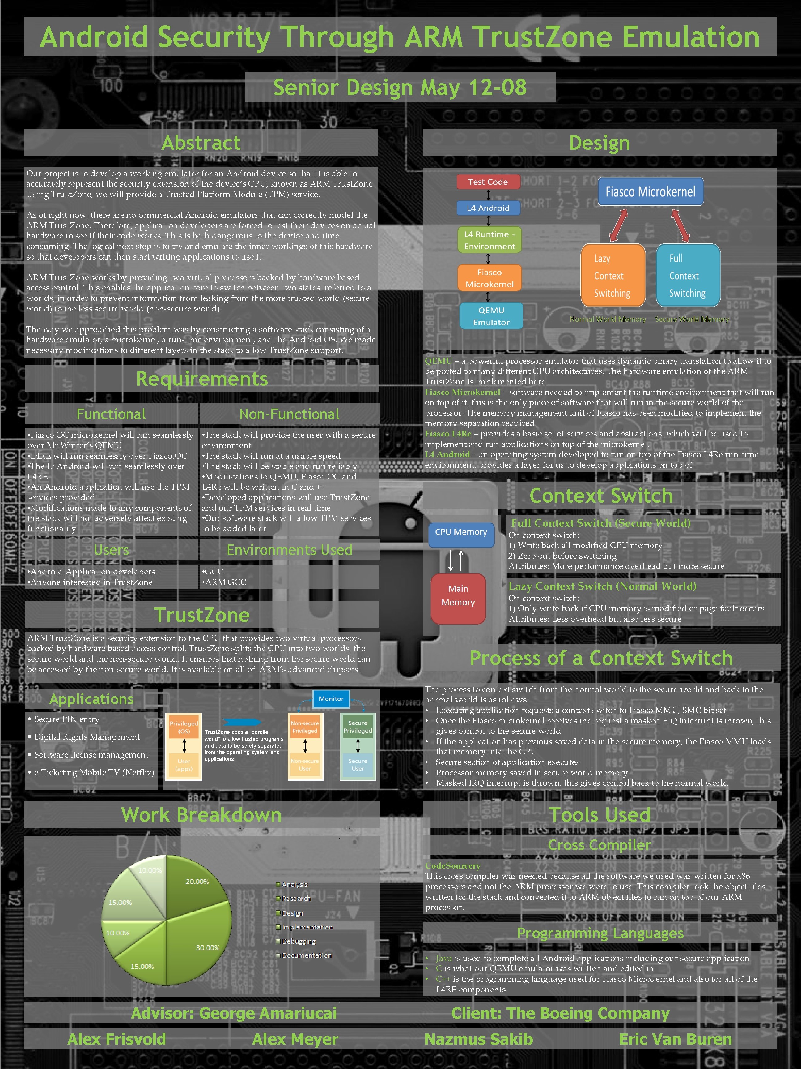 Android Security Through ARM Trust. Zone Emulation Senior Design May 12 -08 Abstract Design Android Security Through ARM Trust. Zone Emulation Senior Design May 12 -08 Abstract Design
