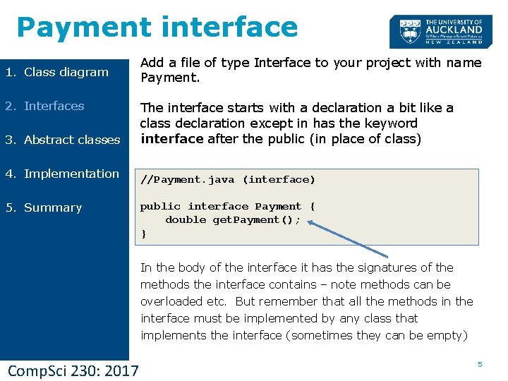 Payment interface 1. Class diagram 2. Interfaces Add a file of type Interface to