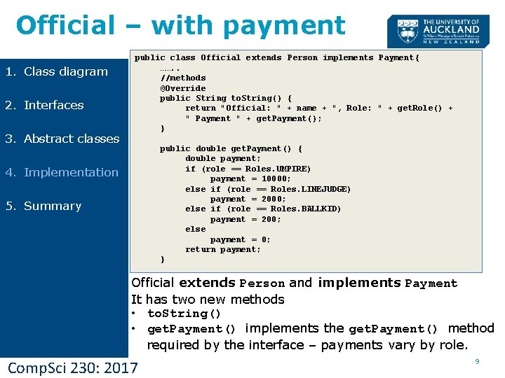 Official – with payment 1. Class diagram 2. Interfaces 3. Abstract classes public class