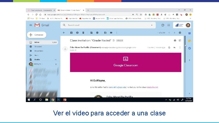 Ver el vídeo para acceder a una clase 