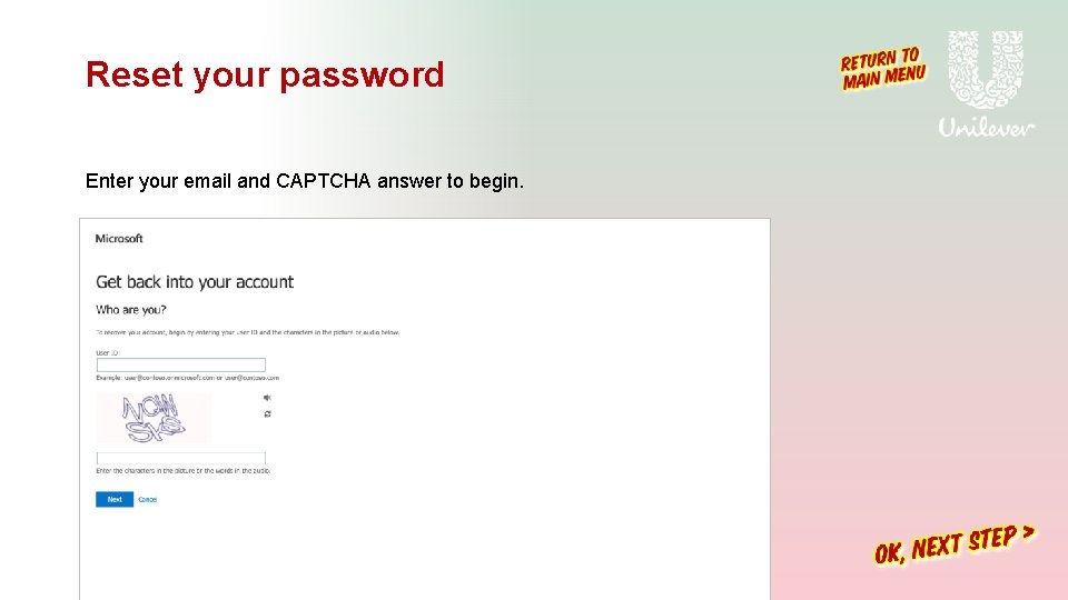 Reset your password Enter your email and CAPTCHA answer to begin. Reset your password Enter your email and CAPTCHA answer to begin.