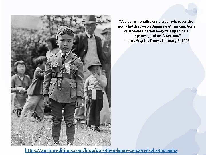 “A viper is nonetheless a viper wherever the egg is hatched—so a Japanese-American, born