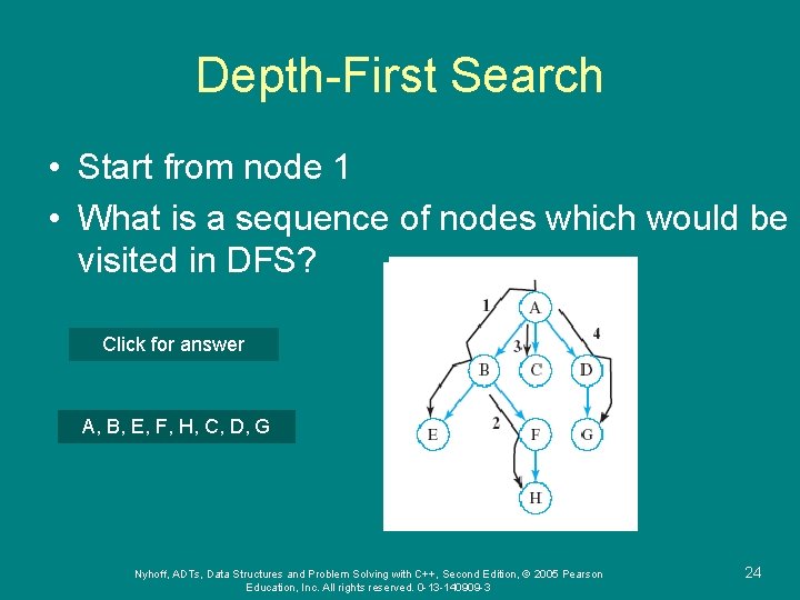 Depth-First Search • Start from node 1 • What is a sequence of nodes