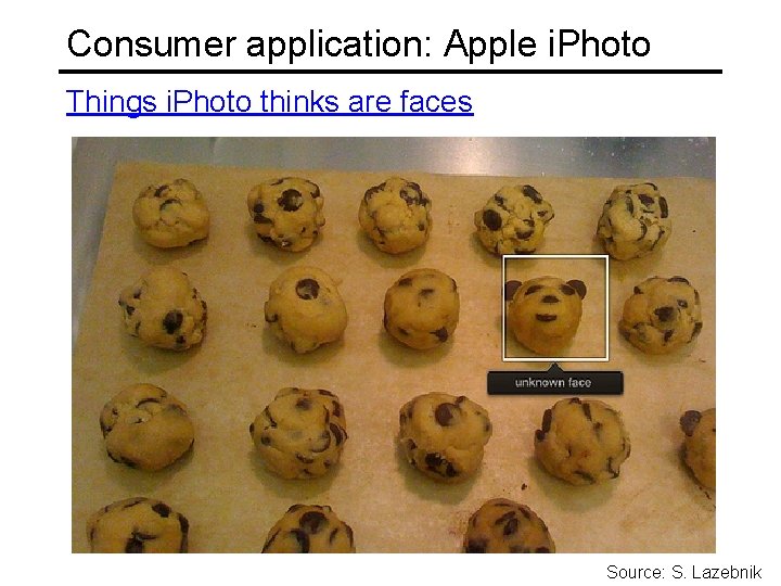 Consumer application: Apple i. Photo Things i. Photo thinks are faces Source: S. Lazebnik