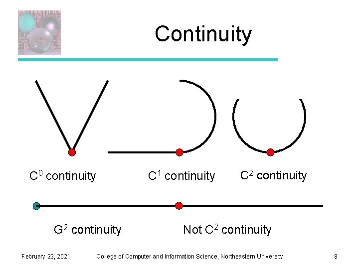 Continuity C 0 continuity G 2 continuity February 23, 2021 C 1 continuity C Continuity C 0 continuity G 2 continuity February 23, 2021 C 1 continuity C