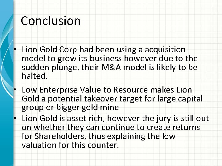 Lion Gold Corp Case Study Tan Weihan Disclaimer