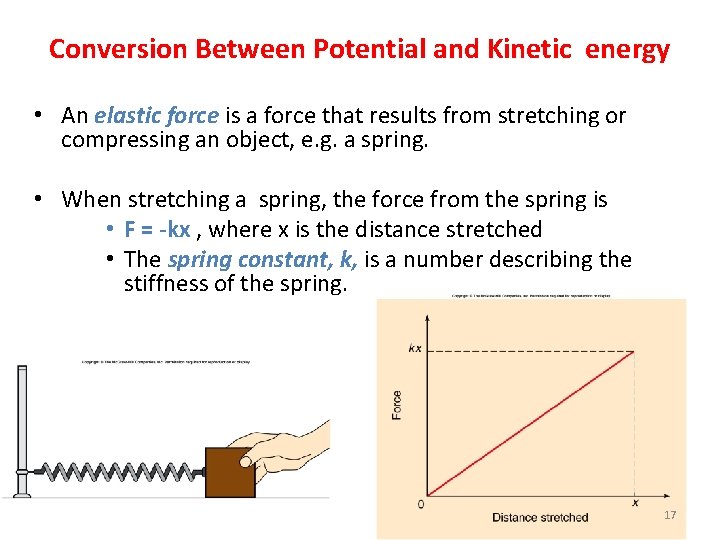 Conversion Between Potential and Kinetic energy • An elastic force is a force that