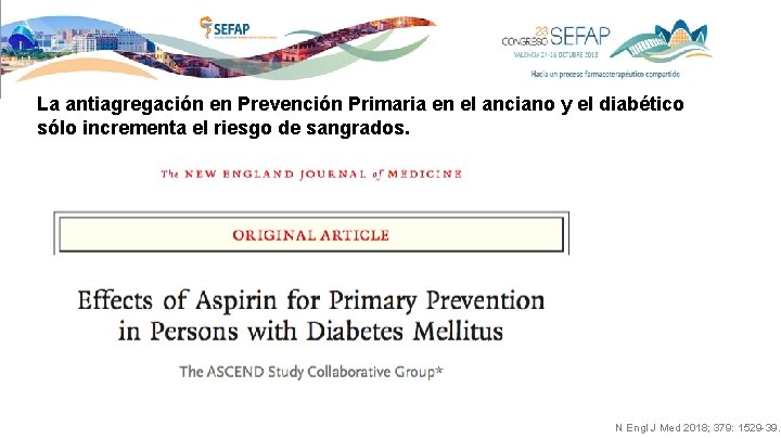 La antiagregación en Prevención Primaria en el anciano y el diabético sólo incrementa el