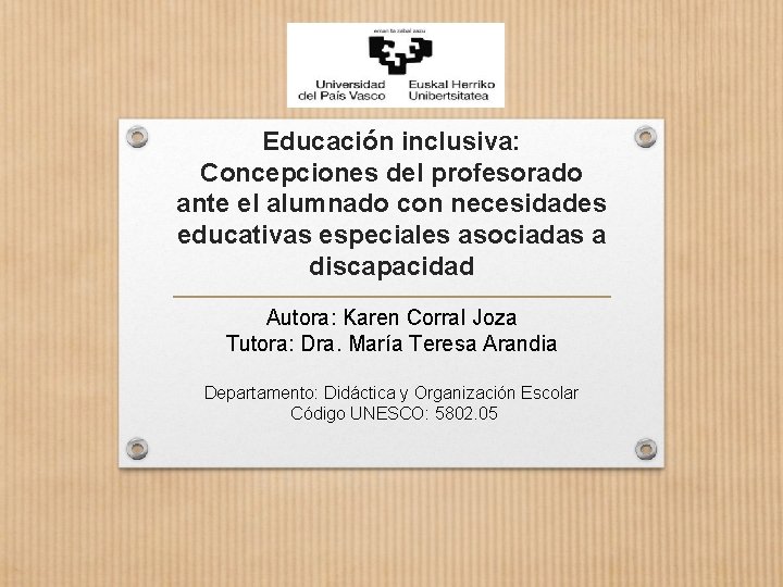 Educación inclusiva: Concepciones del profesorado ante el alumnado con necesidades educativas especiales asociadas a