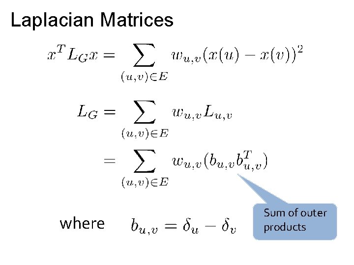 Laplacian Matrices where Sum of outer products 
