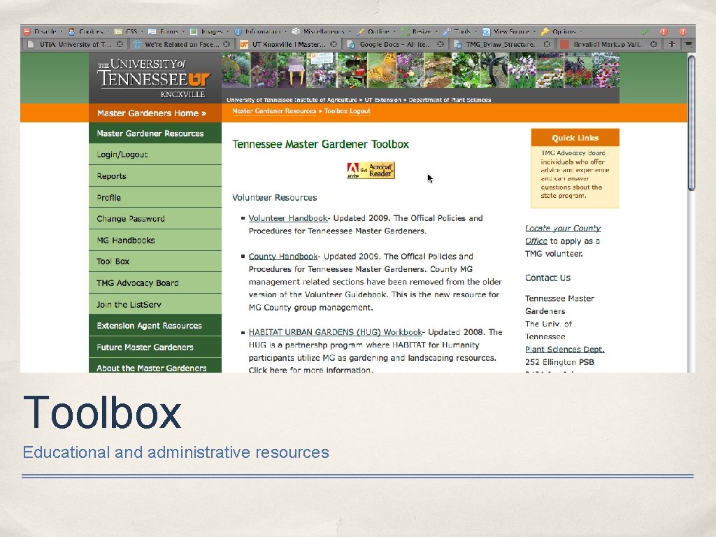 Toolbox Educational and administrative resources 